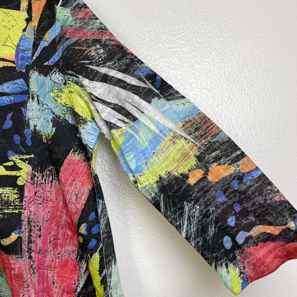Jess and Jane Size Large Tunic Top Womens Shirt Burnout Abstract Art Multi Mesh - Picture 6 of 10